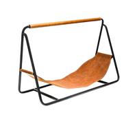 Ivyline Contemporary Black With Hanging Leather Log Holder