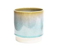 Ivyline Copenhagen Two Tone Planter in Aqua - Waterproof & Stylish - Contemporary Indoor Earthenware Flower Pot with Glazed Finish - H19.5cm x D18.5cm