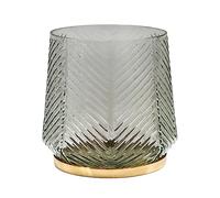 Ivyline Elm Embossed Candle Holder in Clear Grey - Waterproof & Stylish - Decorative Textured Glass Holder for Tealight Candle - H15cm x W15cm x D15cm