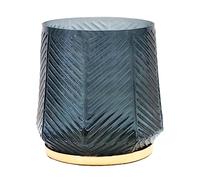 Ivyline Elm Embossed Candle Holder in Soft Blue - Waterproof & Stylish - Decorative Textured Glass Holder for Tealight Candles - H15cm x W15cm x D15cm