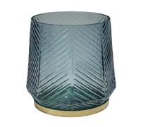 Ivyline Elm Embossed Candle Holder - Soft Blue