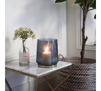 Ivyline Elm Embossed Candle Holder Soft Blue H20cm in Pale Blue Ivyline Pale Blue