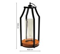 Ivyline Felicity Circular Base Lantern In Acacia Wood/black H44Cm W20Cm