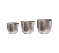 Ivyline Felix Hammered Metal Planter Set of 3 - Silver