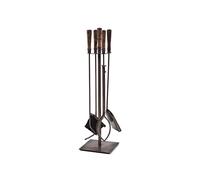 Ivyline Fireside Companion Set in Antique Copper with Stand - Poker, Grabber, Brush & Dustpan - Modern Fireplace Tools - H74 x W20.5 cm