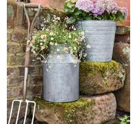 Ivyline Galvanised Iron Milk Churn Planter - Built in Drainage - Frost Resistant & UV Stable Decorative Waterproof Outdoor Flower Pot - H43cm x D28cm