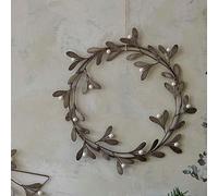 Ivyline Galvanised Mistletoe Wreath - Hand Finished & Reusable Decoration- Christmas Wall Door Hanging Décor - W31cm