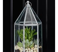 Ivyline Glasshouse Terrarium Galvanised, H36cm x W18cm- Perfect for gifting in Silver Ivyline Silver