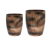 Ivyline Hampton Copper Planters - Frost & Rust Resistant - Outdoor Lightweight Flower Pot Set - Largest H44 x W35 cm - Pack of 2
