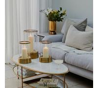 Ivyline Hampton Hurricane Lantern in Antique Brass H28cm W18cm in Metallics Ivyline Metallics