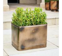 Ivyline Hampton Rectangular Copper Metal Planter - UV Stable, Frost Resistant & Durable - Decorative Rust Proof Outdoor Flower Pot - H38cm x W50cm