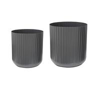 Ivyline Hudson Slate Corrugated Planters, Set of Two in Grey Ivyline Grey