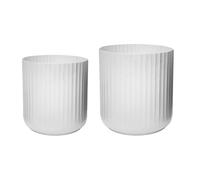 Ivyline Hudson White Corrugated Planters, Set of Two Ivyline White