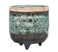 Ivyline Indoor Cacti Planter with Foot, Emerald Reactive Glaze, H7 x W7 x D7cm, One Size