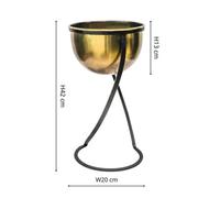 Ivyline Indoor Kensington Tall Brass Metal Round Planter On Stand H42Cm W20Cm