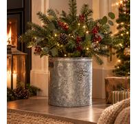Ivyline Indoor Plant Pot with Star in Galvanised Steel H28Cm W28Cm | Hand finished | Premium Quality in Grey Ivyline Grey
