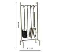 Ivyline Iron Hanging Rack Fireside Companion Set Pewter H51Cm W22Cm