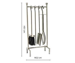 Ivyline Iron Hanging Rack Fireside Companion Set Pewter H51Cm W22Cm