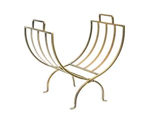 Ivyline Iron Linear Log Basket - Brass