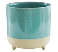 Ivyline Jolie Matte Reactive Glaze Tri-Foot Planter in Aqua - Stylish and Waterproof - Indoor Ceramic Raised Houseplant Pot with Feet - H12cm x D12cm