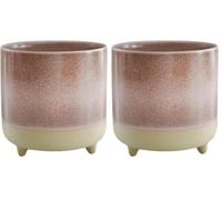 Ivyline Jolie Matte Reactive Glaze Tri-Foot Planter in Rose - Stylish and Waterproof - Indoor Ceramic Raised Houseplant Pot with Feet - H12cm x D12cm (Pack of 2)