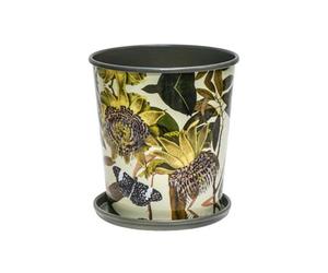 Ivyline Kew Botanical Retreat Planter With Saucer - Mild Steel - L14 X W14 X H16 Cm - Green