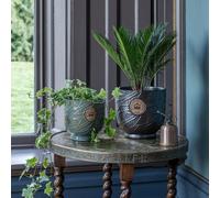 Ivyline Kew Leaf Embossed Charcoal Cork Plant Pot H18cm D18cm in Grey | Size: Medium Ivyline Grey Medium