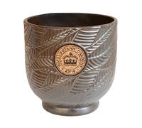 Ivyline Kew Leaf Embossed Charcoal Cork Plant Pot H22cm D22.5cm in Grey | Size: Medium Ivyline Grey Medium