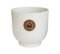 Ivyline Kew Leaf Embossed Ivory Cork Plant Pot H18cm D18cm in White | Size: Medium Ivyline White Medium