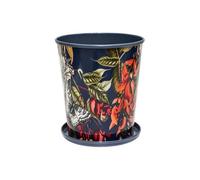 Ivyline Kew Temperate House Planter With Saucer - Mild Steel - L14 X W14 X H16 Cm - Navy
