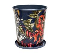 Ivyline Kew Temperate House Planter With Saucer - Mild Steel - L16 X W16 X H18 Cm - Navy