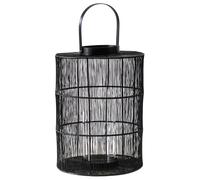 Ivyline Large Black Outdoor Wire Lantern with Glass Insert Portofino