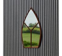 Ivyline Large Outdoor Rust Metal Framed Leaf Arched Mirror (24236)