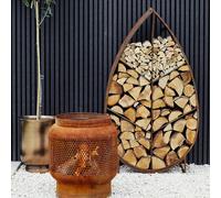 Ivyline Leaf on Stand Sculptural Log Storage Natural Rust H124cm W70cm in Brown Ivyline Brown