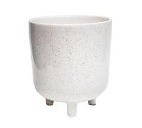 Ivyline Lecce White Speckled Planter - Waterproof & Premium Quality - Ethically Sourced - Indoors Houseplant Pot - H19cm x D16cm