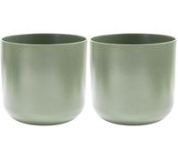 Ivyline Lisbon Planter in Sage - Waterproof, Durable & Stylish - Contemporary Premium Glazed Decorative Indoor Ceramic Flower Pot - H15cm x D15cm (Pack of 2)