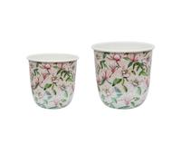 Ivyline Maisie Vintage Magnolia Metal Planter Set of 2 - Large Set