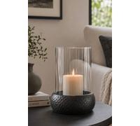 Ivyline Maya Ceramic Graphite Pebble Lantern H31cm D19cm in Black Ivyline Black