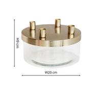 Ivyline Metal Candle Holder With Glass Bowl Gold H9Cm D20Cm