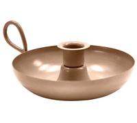 Ivyline Metal Taper Candle Holder with Handle in Apricot - Durable and Stylish - Decorative Dish Shape Base for Taper Candles - H5cm x W16cm x D13cm