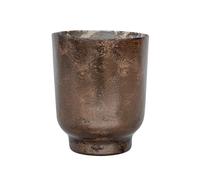 Ivyline Metallic Candle Holder in Bronze - Modern Glass Candlestick - Elegant Table Centrepiece Decoration - H9.5 x W9 cm