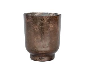 Ivyline Metallic Candle Holder in Bronze - Modern Glass Candlestick - Elegant Table Centrepiece Decoration - H15 x W13.3 cm