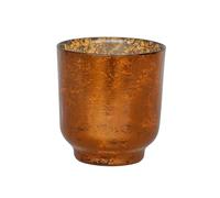 Ivyline Metallic Candle Holder in Copper - Modern Glass Candlestick - Elegant Table Centrepiece Decoration - H9.5 x W9 cm