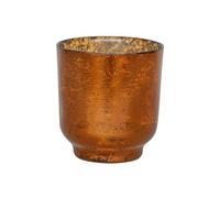 Ivyline Metallic Candle Holder in Copper - Modern Glass Candlestick - Elegant Table Centrepiece Decoration - H15 x W13.3 cm