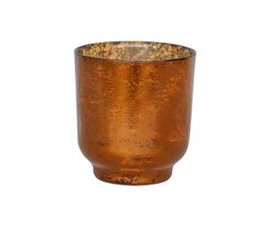 Ivyline Metallic Candle Holder in Copper - Modern Glass Candlestick - Elegant Table Centrepiece Decoration - H15 x W13.3 cm