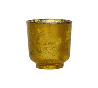 Ivyline Metallic Candle Holder in Gold - Modern Glass Candlestick - Elegant Table Centrepiece Decoration - H9.5 x W9 cm