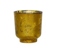 Ivyline Metallic Candle Holder in Gold - Modern Glass Candlestick - Elegant Table Centrepiece Decoration - H15 x W13.3 cm