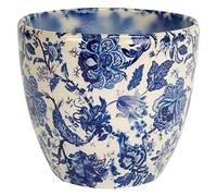Ivyline Monza Ceramic Vintage Blue Planter 15.5Cm VBM1416, Cream/Pink/Blue