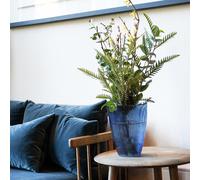 Ivyline Navy Ribbed Tall Vase H24.5Cm W18Cm- Hand Made- On trend design Ivyline Navy