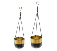 Ivyline Oscar Two Tone Metal Hanging Planter Set of 2 - Gold
